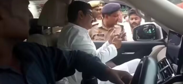 पूर्व सांसद अतुल राय के छह वाहनों के काफिले की सघन जांच, यातायात नियम उल्लंघन पर ₹28,500 का चालान